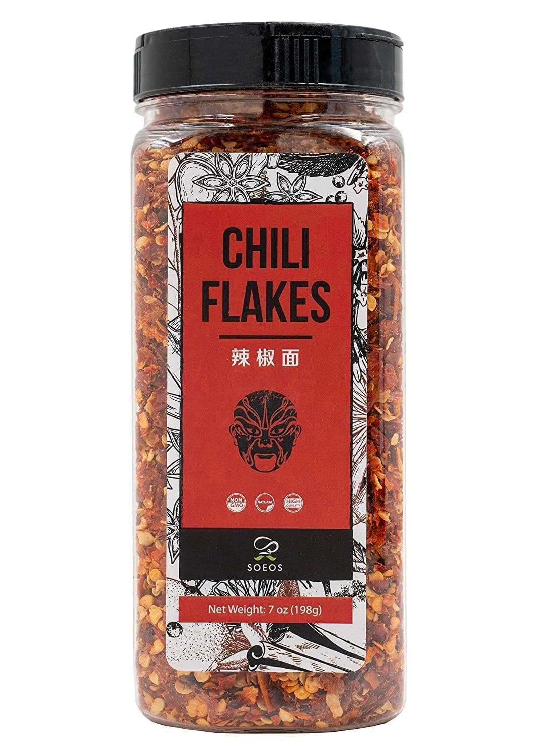Soeos Chili Flakes, 7Oz (198G), Medium Hot, Dried And Crushed Red Chili Pepper Flakes, Premium Chili Powder For Pizza, Chowder, Seafood, And Pasta