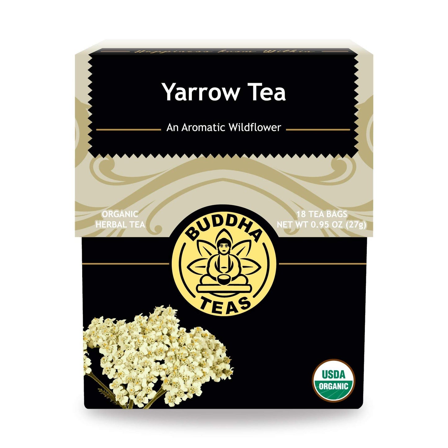 Buddha Teas Organic Yarrow Tea - 18 Bleach-Free Tea Bags - OU Kosher, USDA Organic