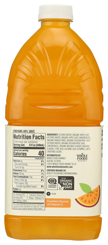 365 by Whole Foods Market  Organic Mango Passionfruit Juice  Reduced Sugar  64 Fl Oz