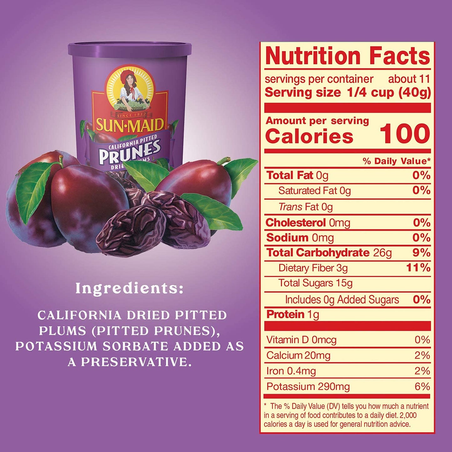 Sun-Maid Pitted Dried Prunes, All Natural Dried Plums, No Added Sugars, 16 Oz (Pack Of 12)