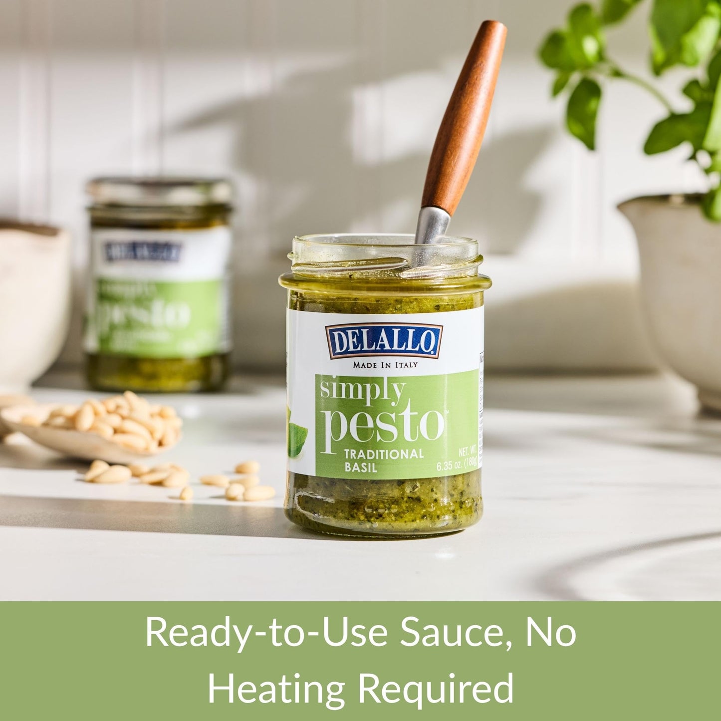 Delallo Traditional Basil Pesto, Made In Italy, Gourmet Spread, Ready To Use Pasta Sauce, Made With Olive Oil And Parmesan Chees