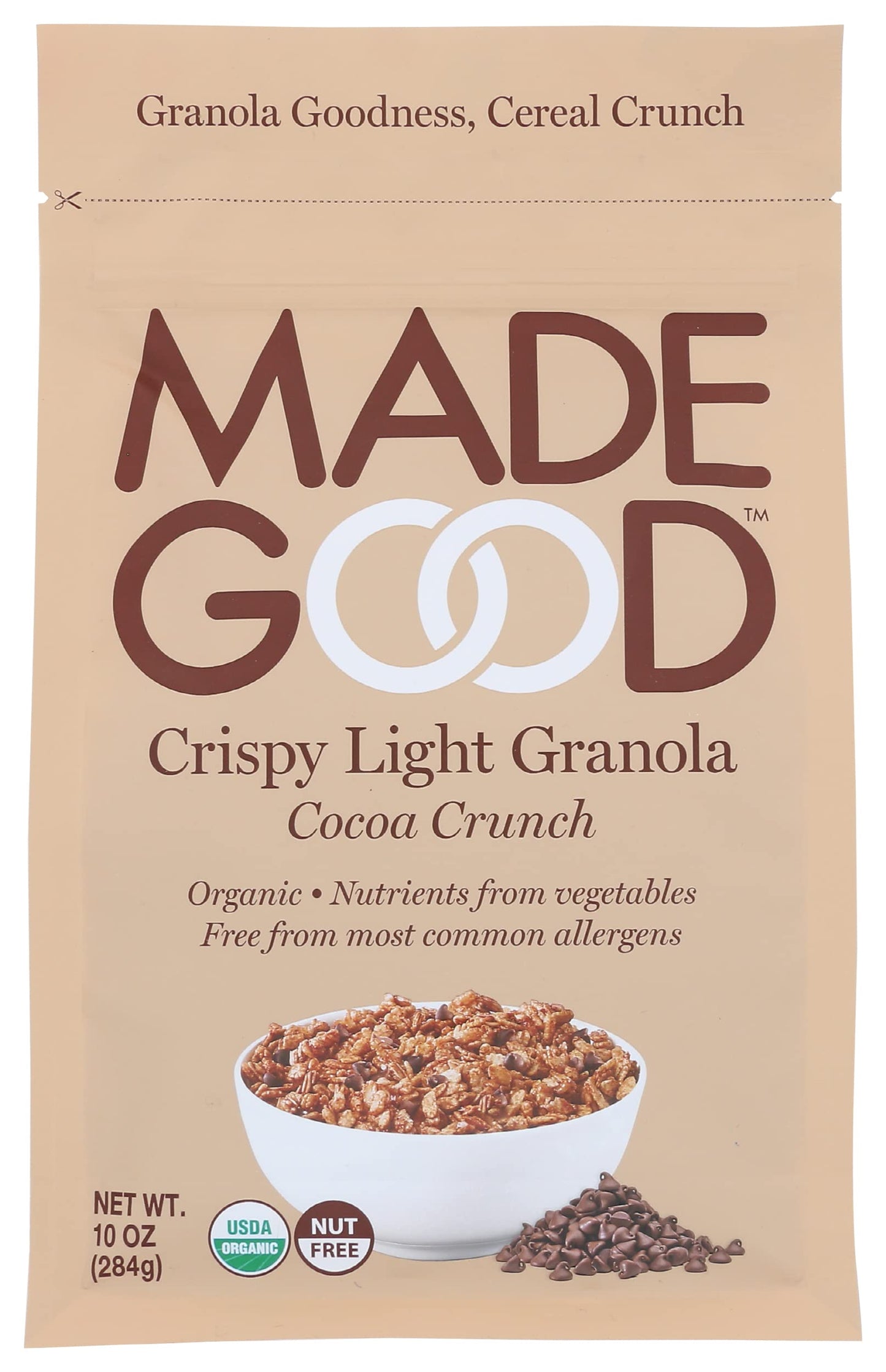 MadeGood Cocoa Crunch Crispy Light Granola, Nut Free, 10 Ounces (Pack Of 8)