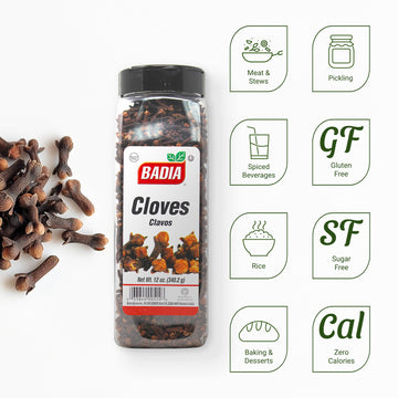 Badia Whole Cloves, 12 Oz - Premium Quality Spice For Baking, Cooking & Beverages, Aromatic & Flavorful