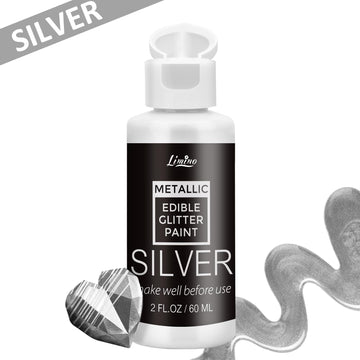 Edible Glitter Paint - 2 fl.oz Food Grade Metallic Glitter Cake Paint for Cake Decorating, Baking, Cupcakes - Shimmer Art Decora