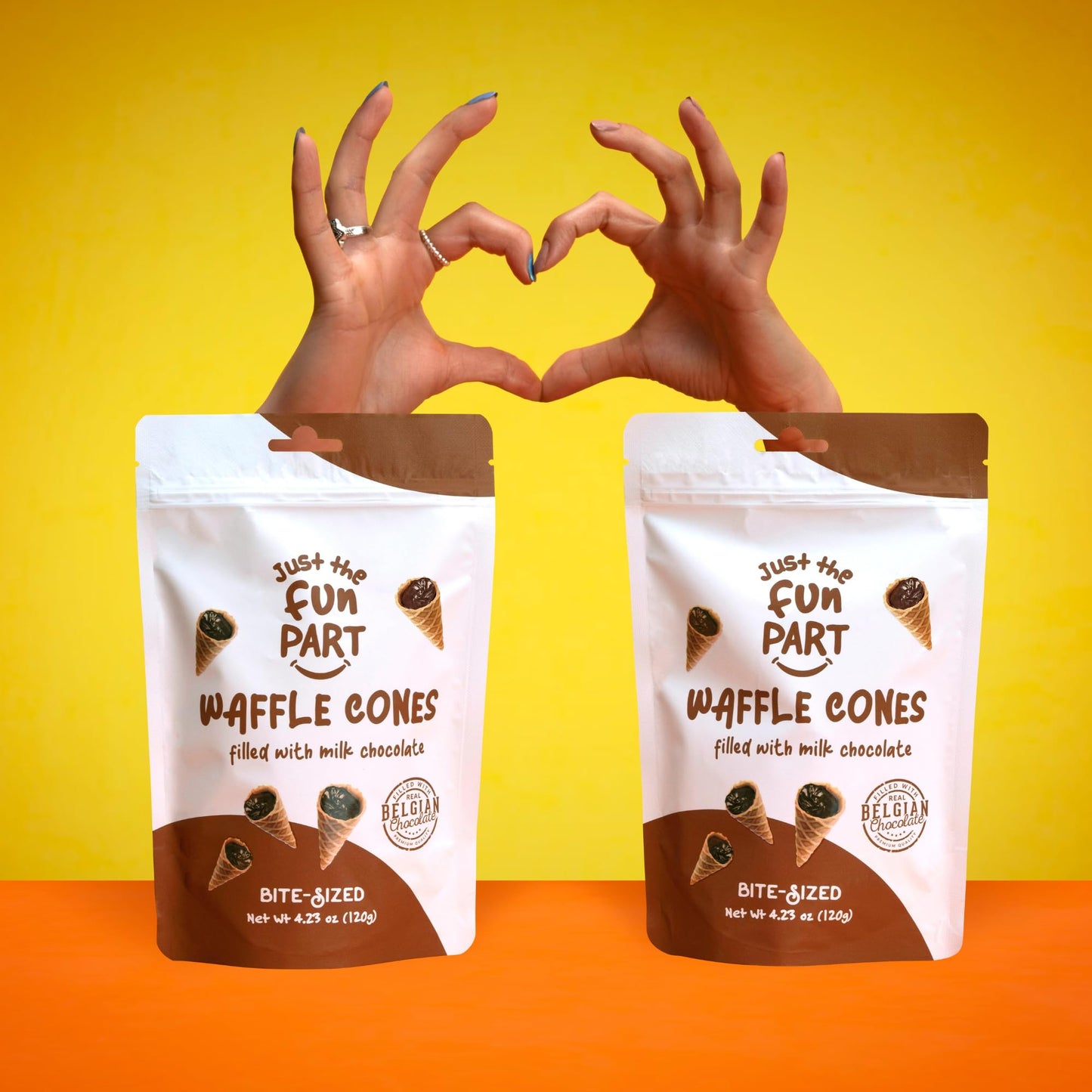 Just The Fun Part, Bite-Size Crispy Mini Waffle Cones With Enhanced Belgian Chocolate, Great For Snacks, Dessert, Grab & Go - Kosher, Milk Chocolate (Pack Of 6)