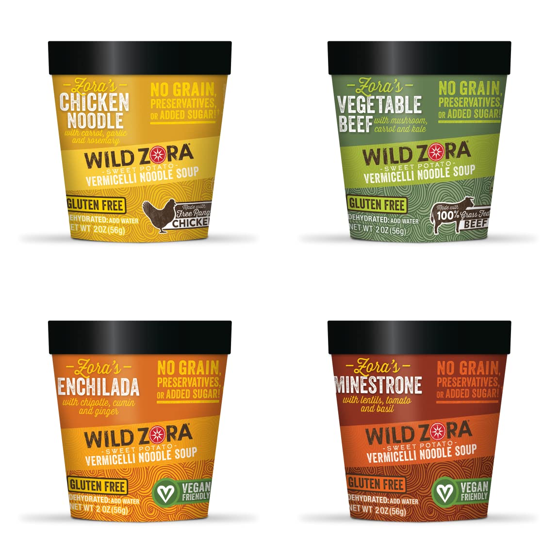 Wild Zora Vermicelli Noodle Soup - Instant Cup Of Soup Snack W/Sweet Potato Glass Noodles, Gluten Free Soup Made W/Real And Trad