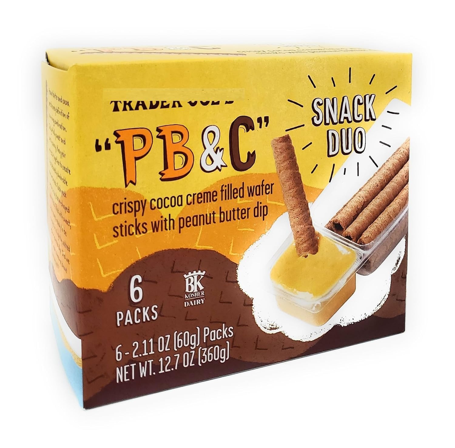 PB&J Crispy Cocoa Creme Filled Wafer Sticks with Peanut Butter Dip Snack Duo Net Wt. 12.7 Oz (360g) - Pack of 1