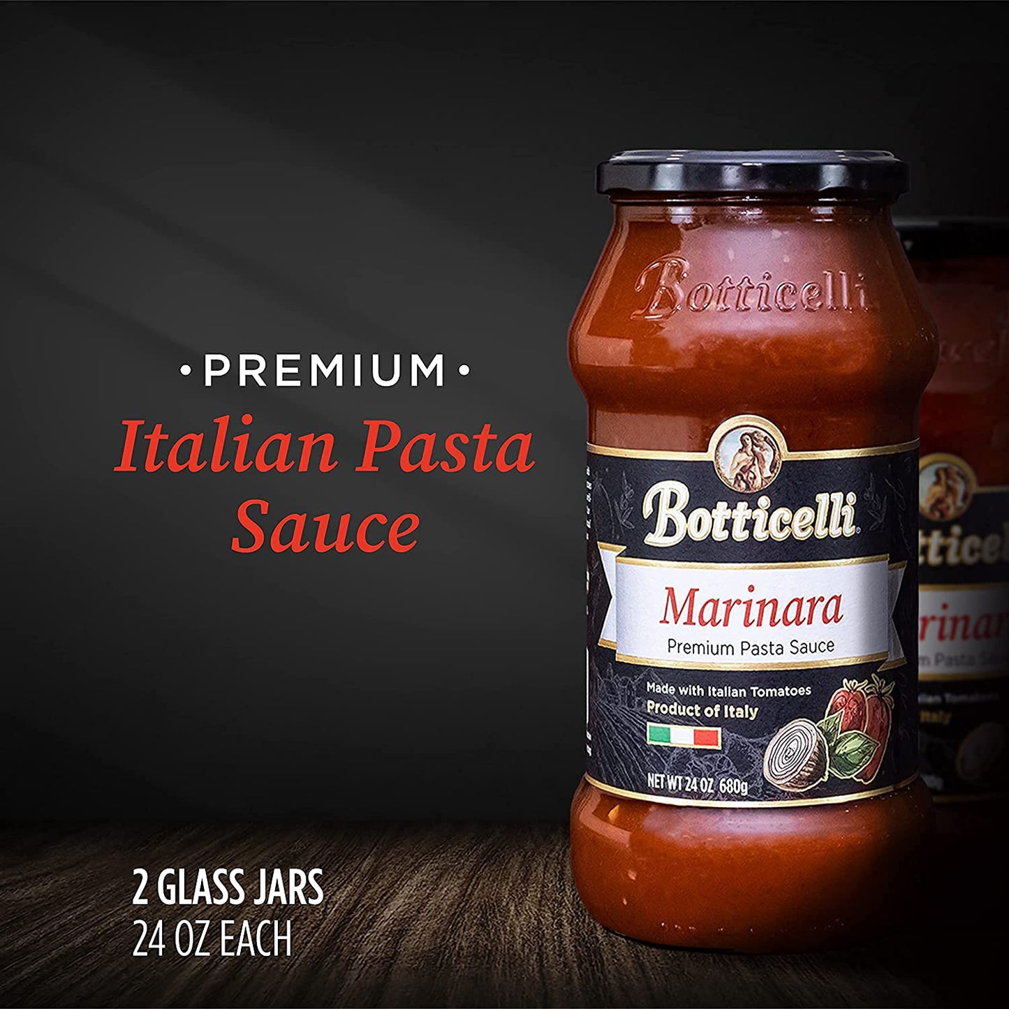 Marinara Premium Italian Pasta Sauce By Botticelli, 24Oz Jars (Pack Of 2) - Product Of Italy - Whole30 Approved - Gluten-Free -