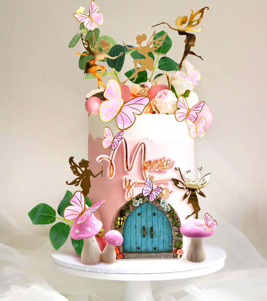 Jevenis 25 Pcs Pink Mushroom House Cake Decoration Mushroom Cake Decoration Fairy Cake Decoration Garden Fairy Cake Decoration F