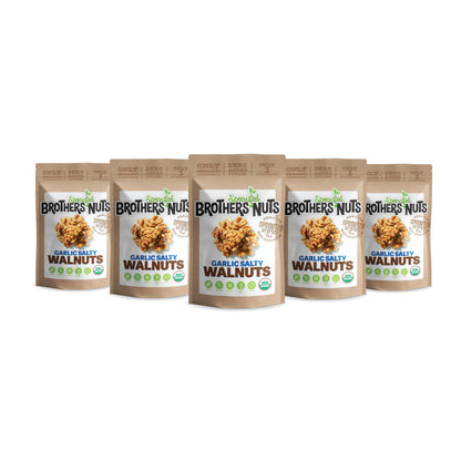 Brothers Nuts - Garlic Salty Sprouted Walnuts - Great Tasting - Gluten-Free & Vegan Snacks - Whole Walnuts with Olive Oil - Keto