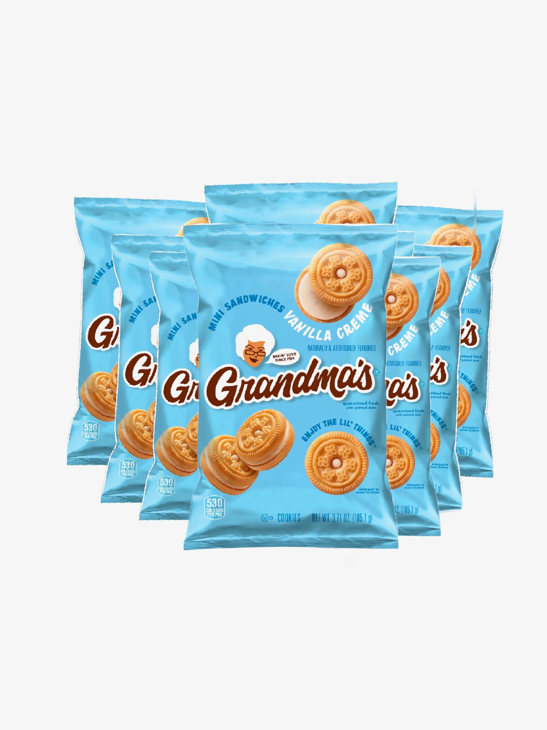 Grandmas Mini Vanilla Crme Sandwich Cookies-8 Count Bundle (2.12 oz each) packaged by Essence Yaade