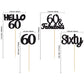 Gyufise 24Pcs Black Glitter 60th Birthday Cupcake Toppers Hello 60 Sixty Cake Toppers 60 & fabulous Cupcake Picks 60th Birthday