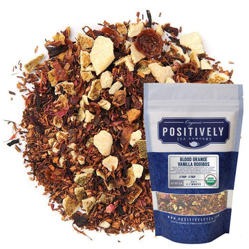 Organic Positively Tea Company Blood Orange Vanilla Rooibos Tea Loose Leaf 4 Ounce Tea