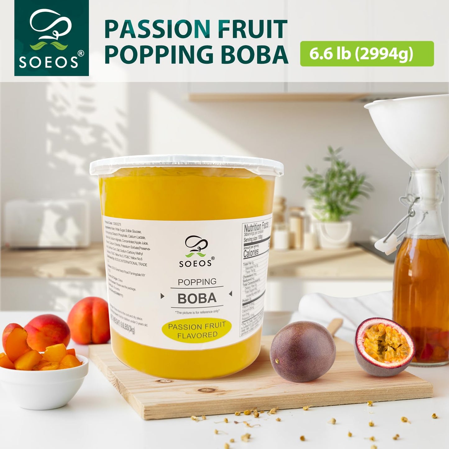 Soeos Passion Fruit Popping Boba Pearls, Bursting Boba for Bubble Tea, 6.6 lb, Yellow