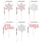 Gyufise 24Pcs Double Layer Snowflake One Cupcake Toppers Pink Glitter Winter First Birthday Decorations For Winter Onederland 1S