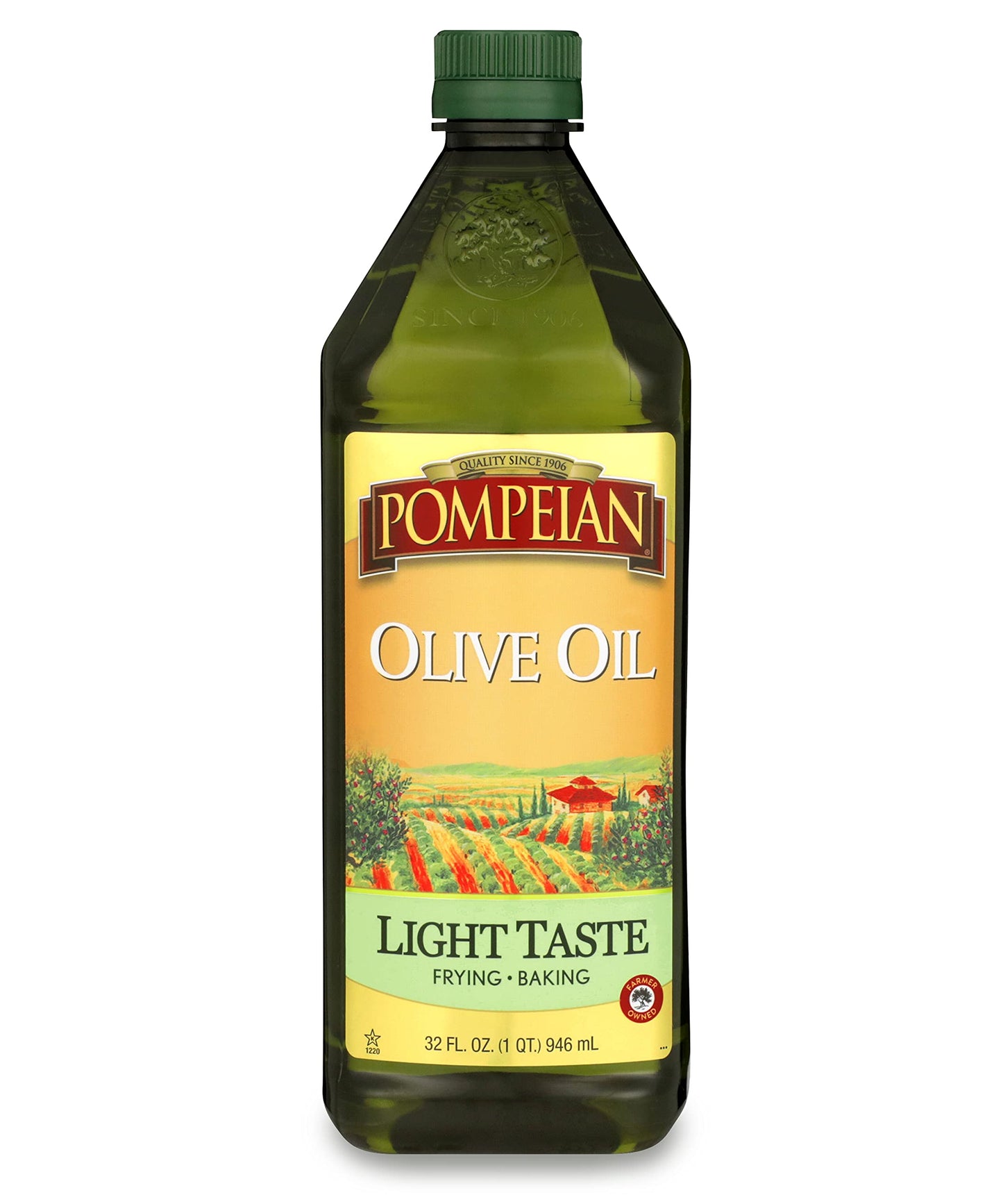 Pompeian Light Taste Olive Oil, Subtle Flavor, Perfect for Frying & Baking, Naturally Gluten Free, Non-Allergenic, Non-GMO, 32 F