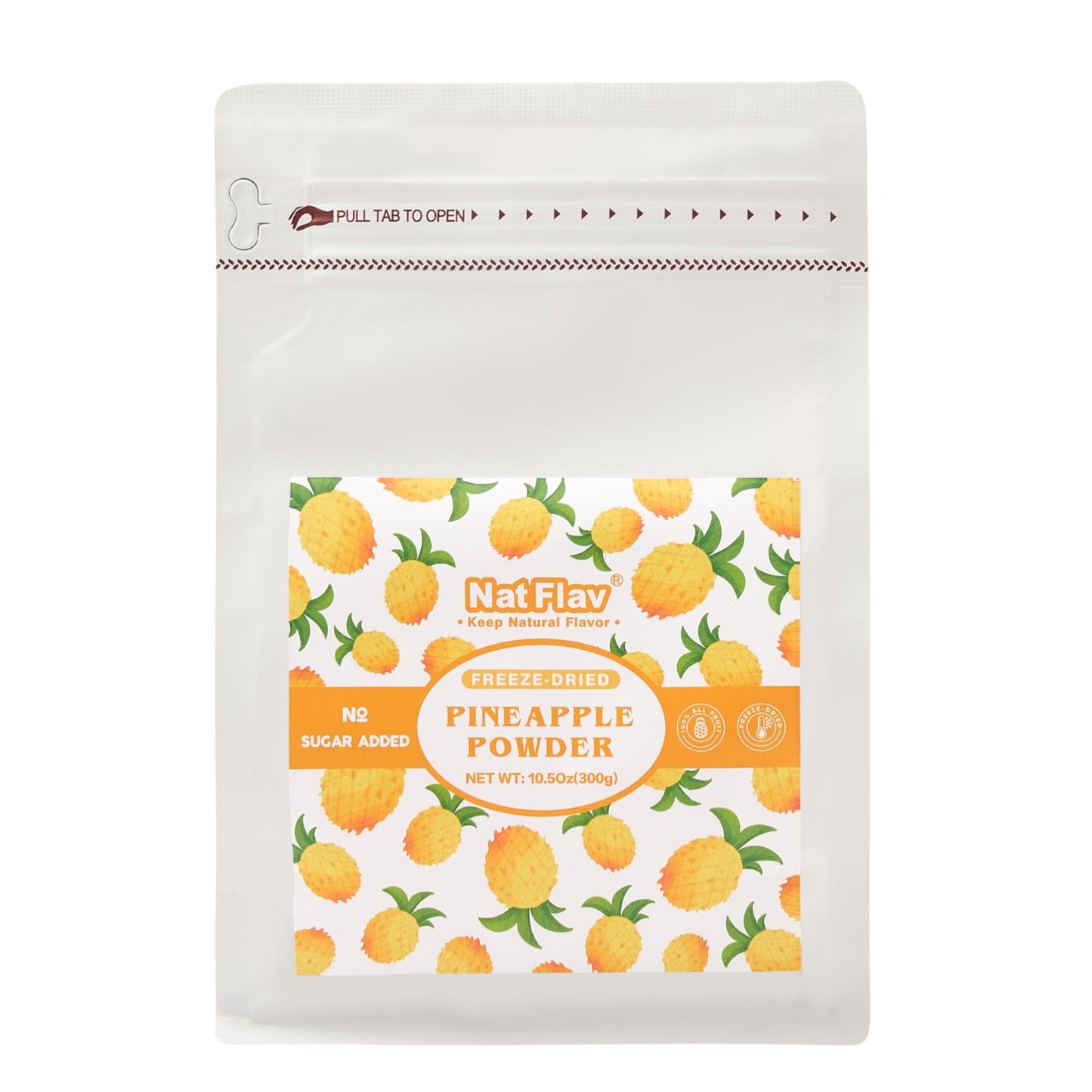 NAT FLAV Freeze Dried Pineapple Powder - 10.5oz/300g | 100% Natural, No Added Sugar, No Preservatives | Pure Tropical Flavor for
