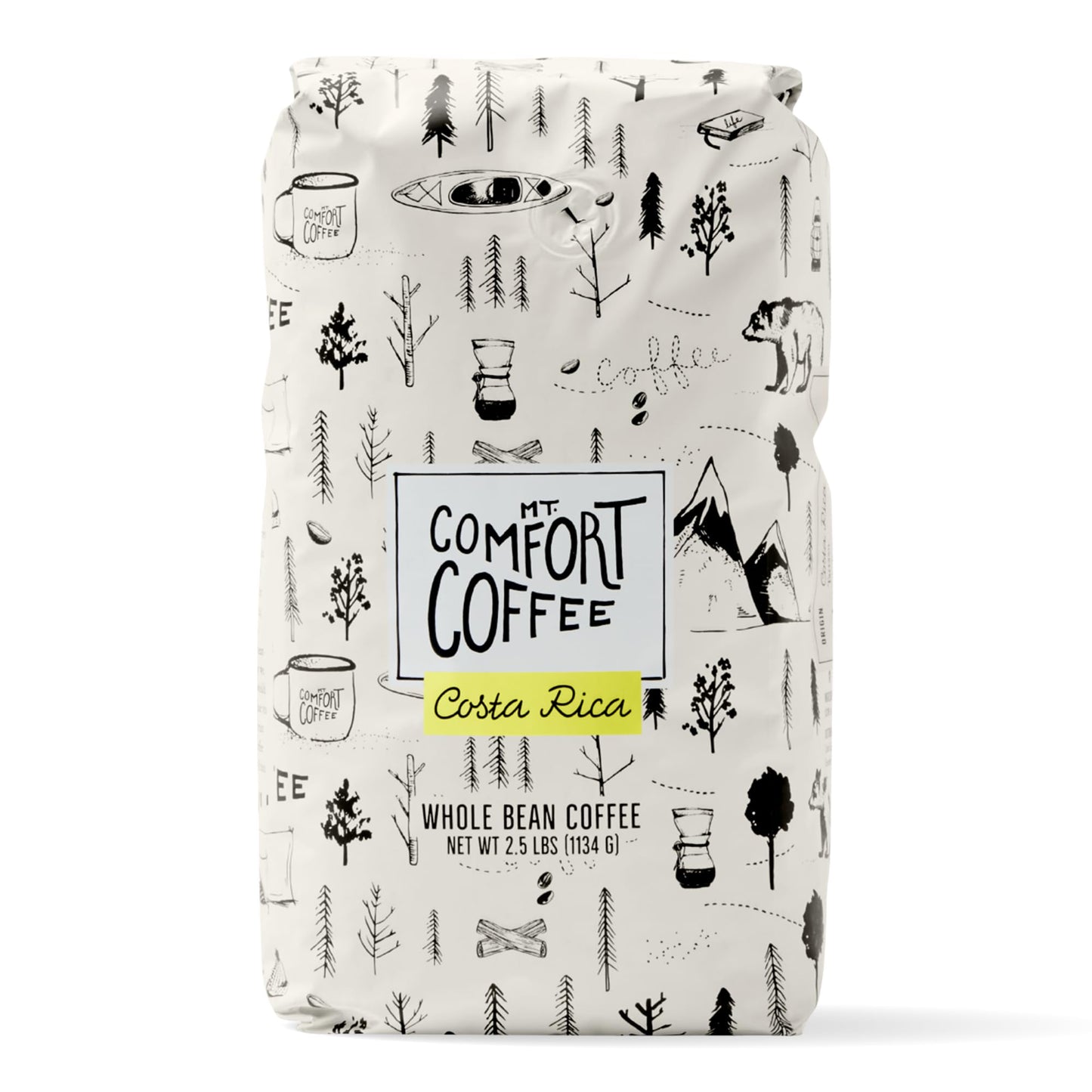 Mt. Comfort Coffee Costa Rica Medium Roast  2.5lb - Sourced From Local  Costa Rican Coffee Farms - Roasted Whole Bean