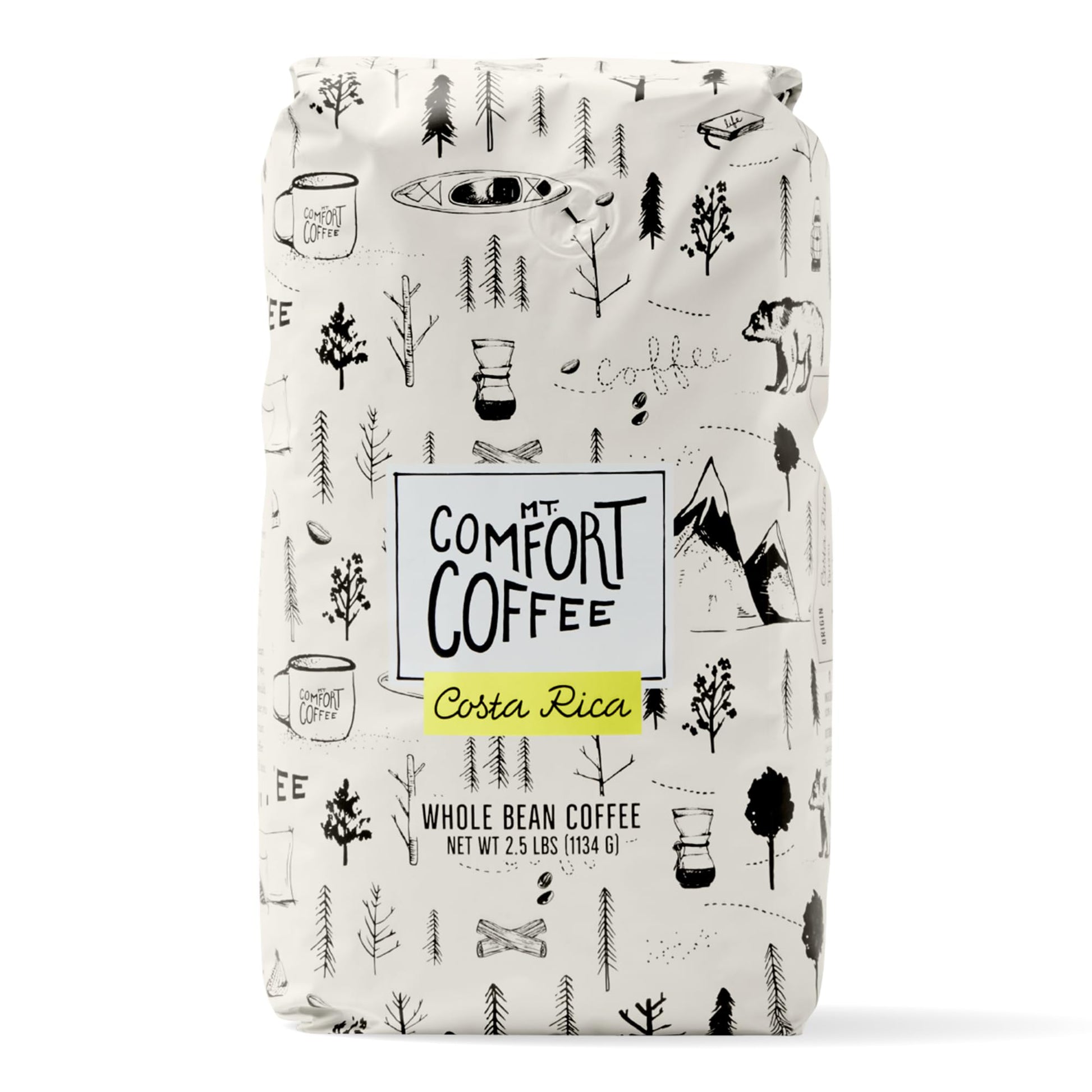 Mt. Comfort Coffee Costa Rica Medium Roast  2.5lb - Sourced From Local  Costa Rican Coffee Farms - Roasted Whole Bean