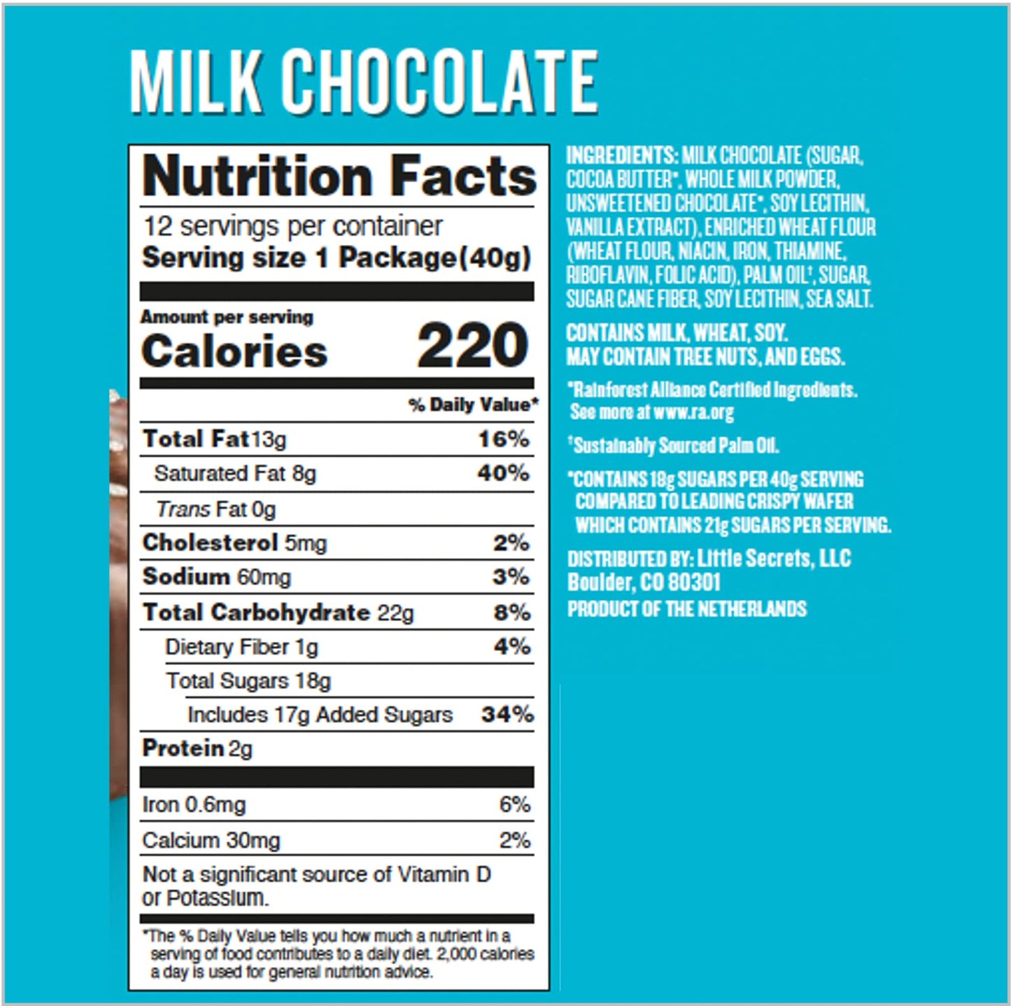 Little Secrets Milk Chocolate Crispy Wafers Twin Pack | 1.4oz | Made in Europe | No Artificial Ingredients | Sustainable Cocoa