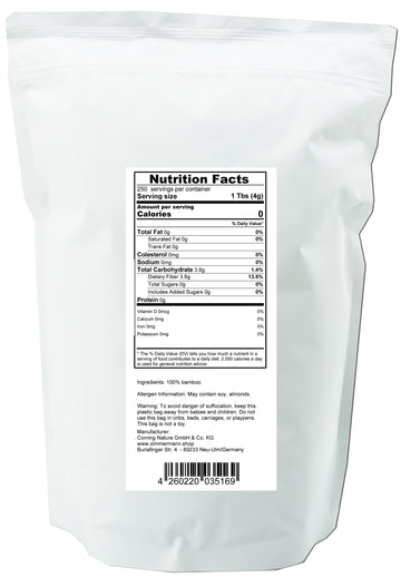 Bamboo Fiber 2.2Lb 1000G, Gluten Free, Non Gmo, Keto Flour, 100% Bamboo, By Zimmermann Sportsnutrition