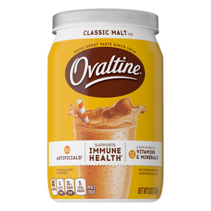 Ovaltine Classic Malt Powdered Drink Mix For Hot And Cold Milk Canister 12 oz