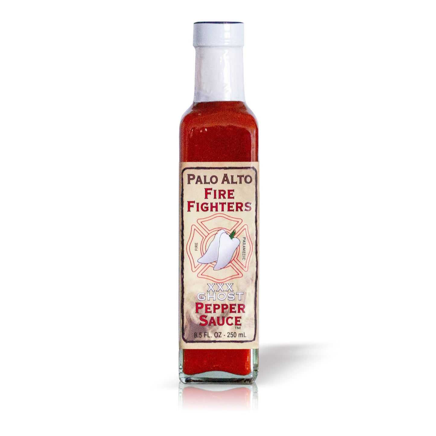PALO ALTO FIRE FIGHTERS Ghost Pepper Sauce - Salt Free Hot Sauce, 8.5 Fl Oz, Model 0028934007513