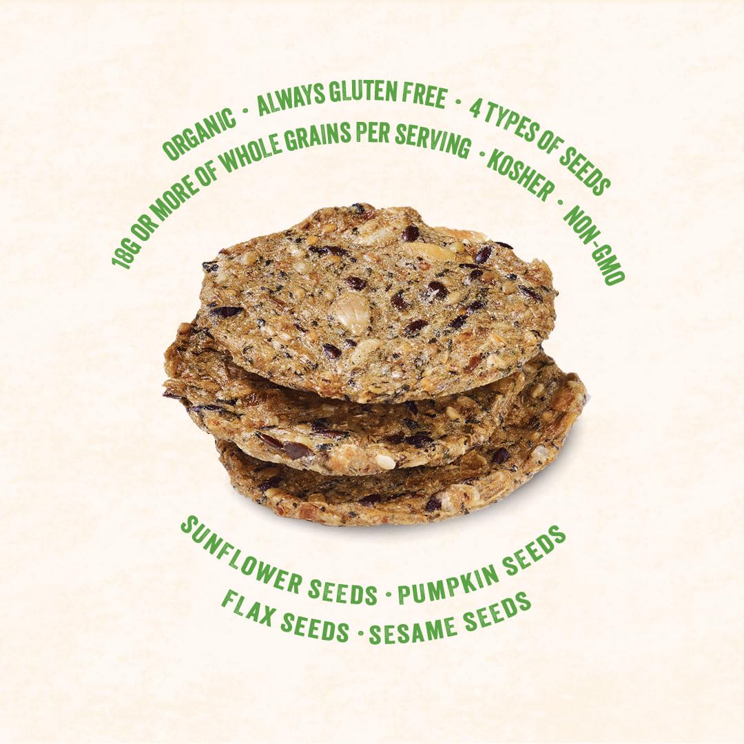 Marys Gone Crackers Super Seed Crackers, Basil & Garlic, 4 Ounce (Pack of 6), Organic Plant Based Protein, Gluten Free
