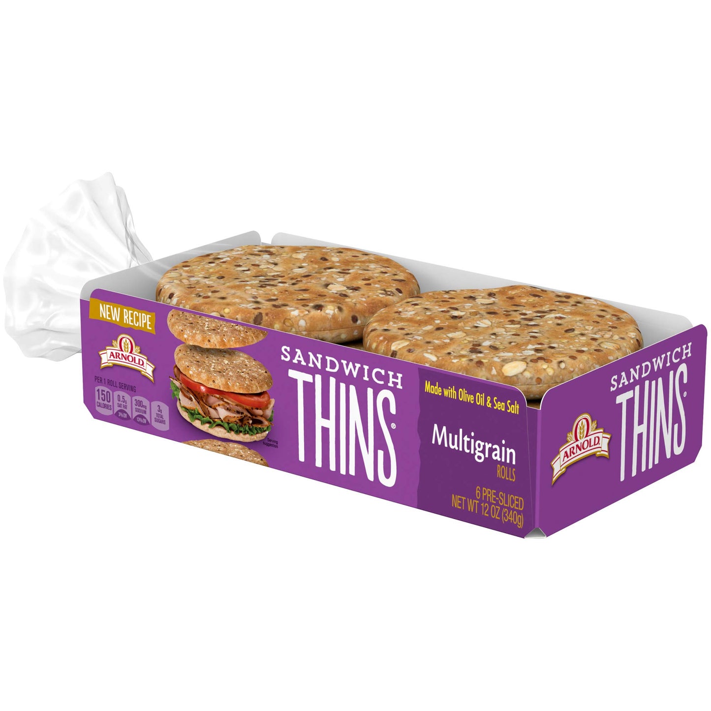 Arnold Select Sandwich Thins Multi-Grain 12 Oz (Pack Of 6)
