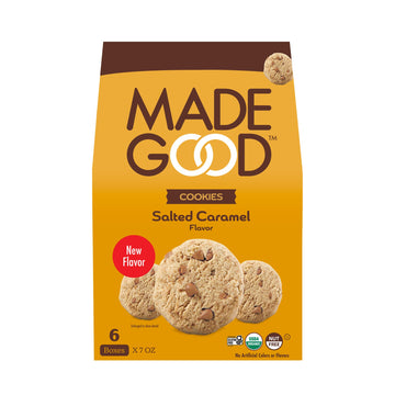 MadeGood Salted Caramel Crunchy Cookies (6 Boxes, 7oz Each) Organic and Gluten Free Snacks