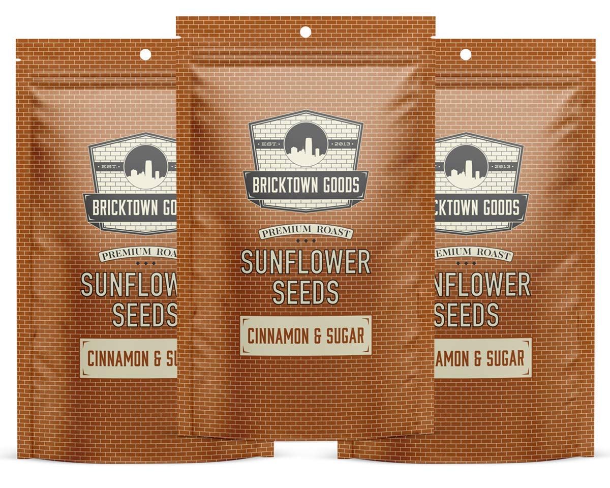Bricktown Goods Cinnamon and Sugar Flavored Sunflower Seeds - 8 oz (Pack of 3) - In-Shell, Boldly Seasoned, Fathers Day