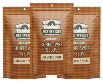 Bricktown Goods Cinnamon and Sugar Flavored Sunflower Seeds - 8 oz (Pack of 3) - In-Shell, Boldly Seasoned, Fathers Day