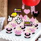 MOAXMOA Minnie Cupcake Toppers and Wrappers, 32 Toppers & 32 Wrappers, Paper, Kids Birthday Theme, Baby Shower Party Supplies