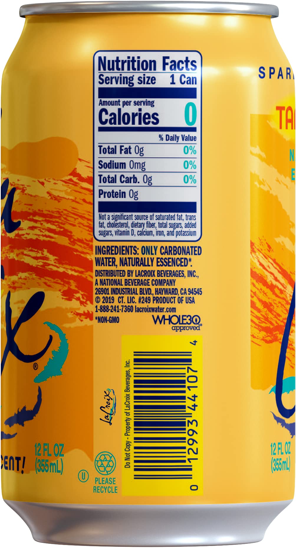 Lacroix Sparkling Water, Tangerine, 12 Fl Oz (Pack Of 8)