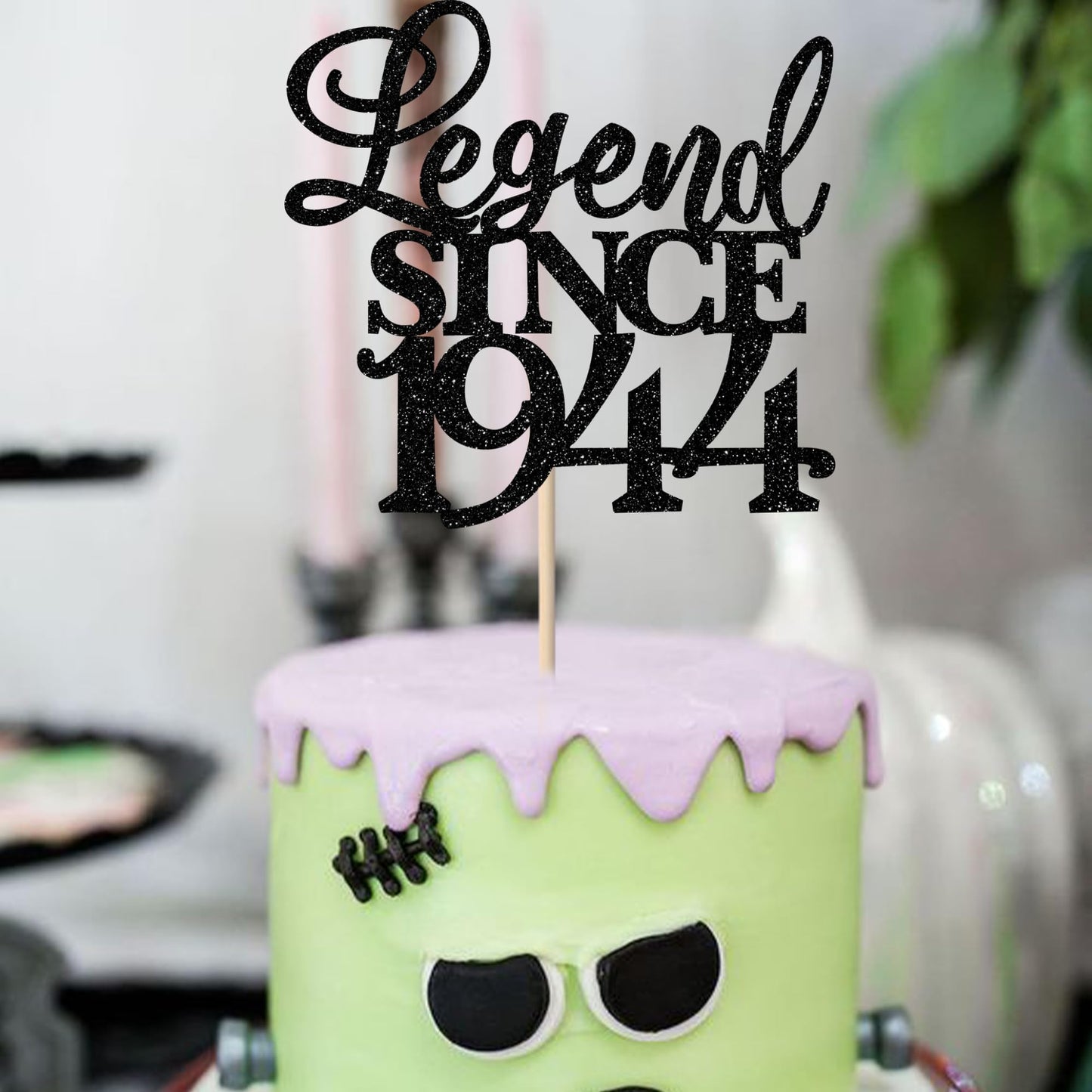 Rssta i Cake Topper - Legend Since 1945, Glitter Design for 80th Birthday, Black, Model XM310-black 1943