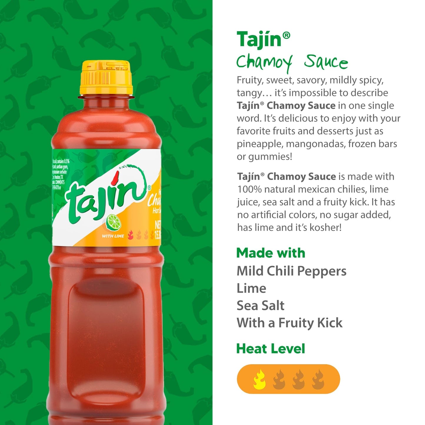 Tajin Fruity Chamoy Sauce 15.38Oz And Mild Hot Sauce 15.38Oz Bundle (Pack Of 2)