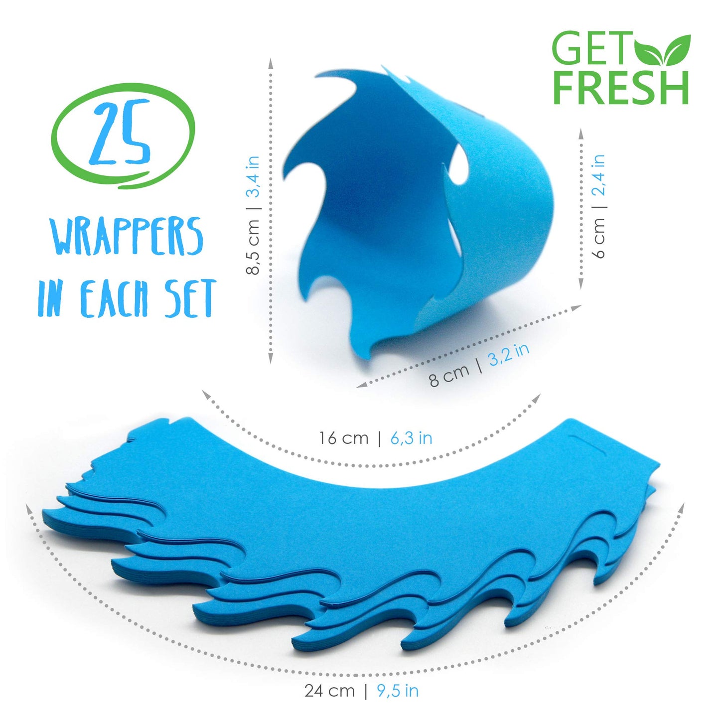 GET FRESH Narwhal Cupcake Toppers and Wrappers Set - 25 Piece Glittery Paper Birthday Party Supplies - Narwhal Color
