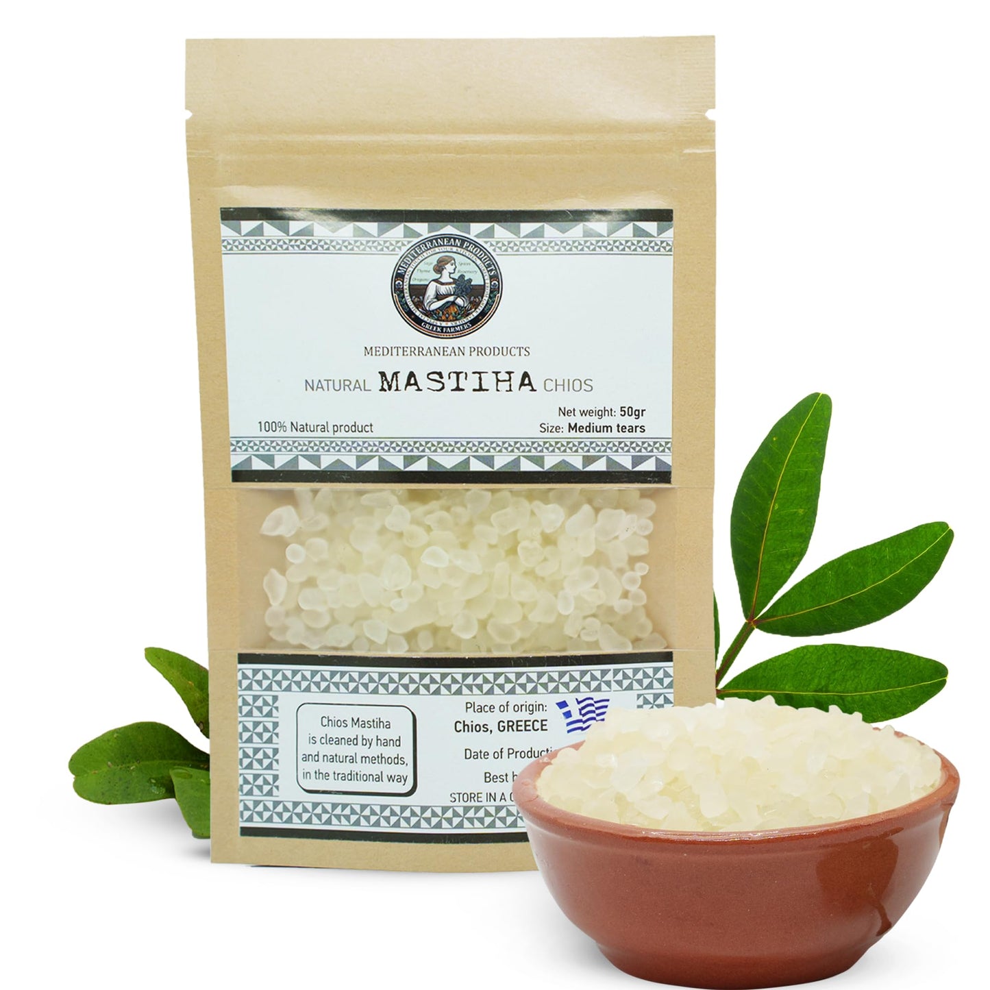 Chios Mastic Gum 50G- Organic Mastic Gum - 100% Natural Gluten Free Greek Chios Mastic Gum, Mastiha Tears Gum, Kitchen Use Natur