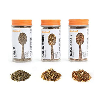 Allrecipes Italian Spice Blends (Pesto, Sicilian Citrus, Tomato Basil) in Glass Jars with Removable Sifter Caps for Sprinkling, 