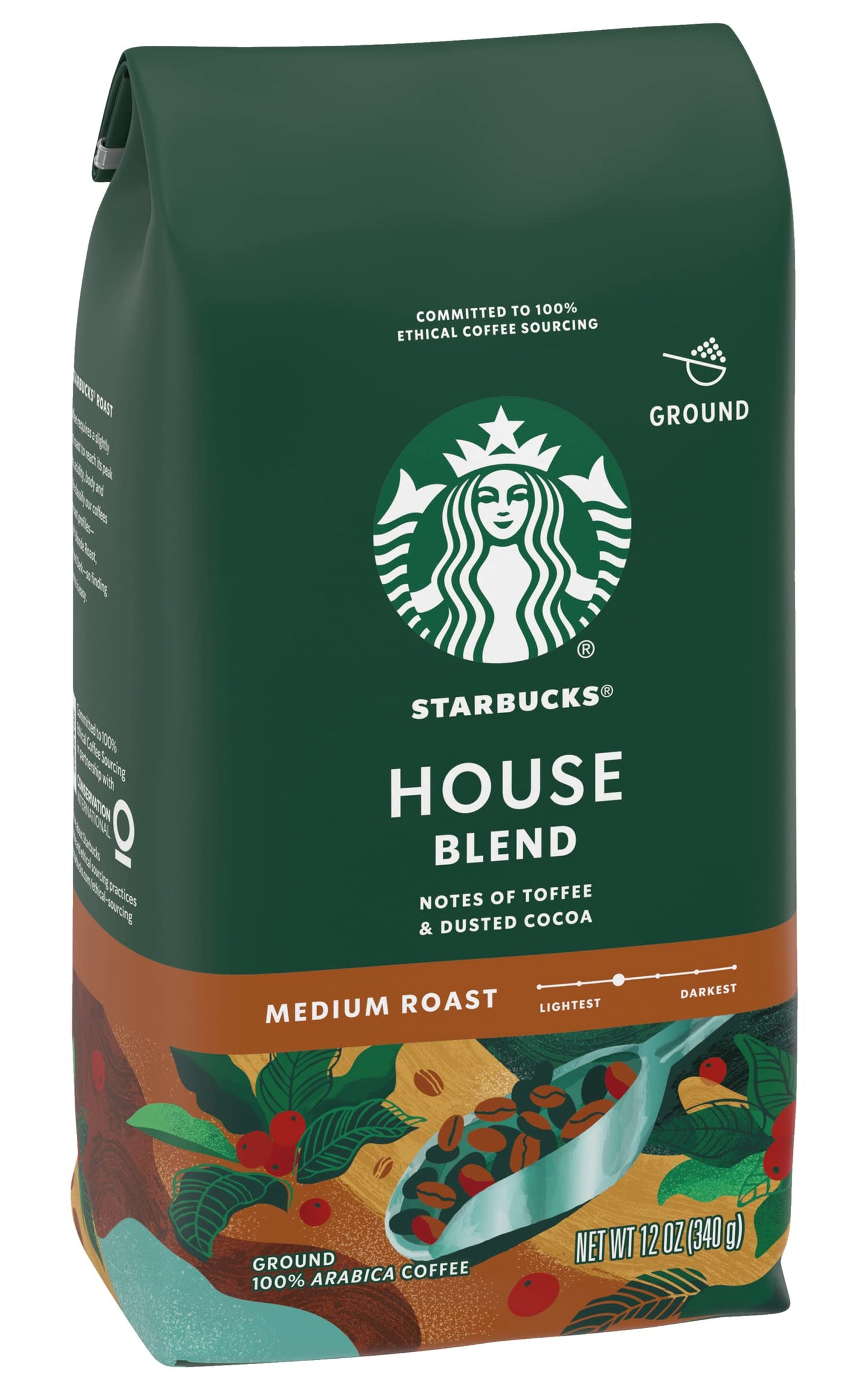 Starbucks House Blend Medium Roast Ground Coffee 12 ounce Bags (Pack of 3)