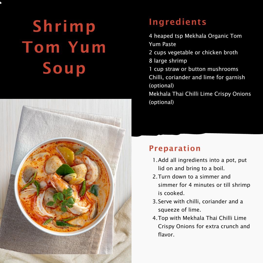 Mekhala Organic Thai Tom Yum Asian Cooking Paste. Vegan. Gluten-Free. Versatile. Medium Heat (6X3.53Oz)