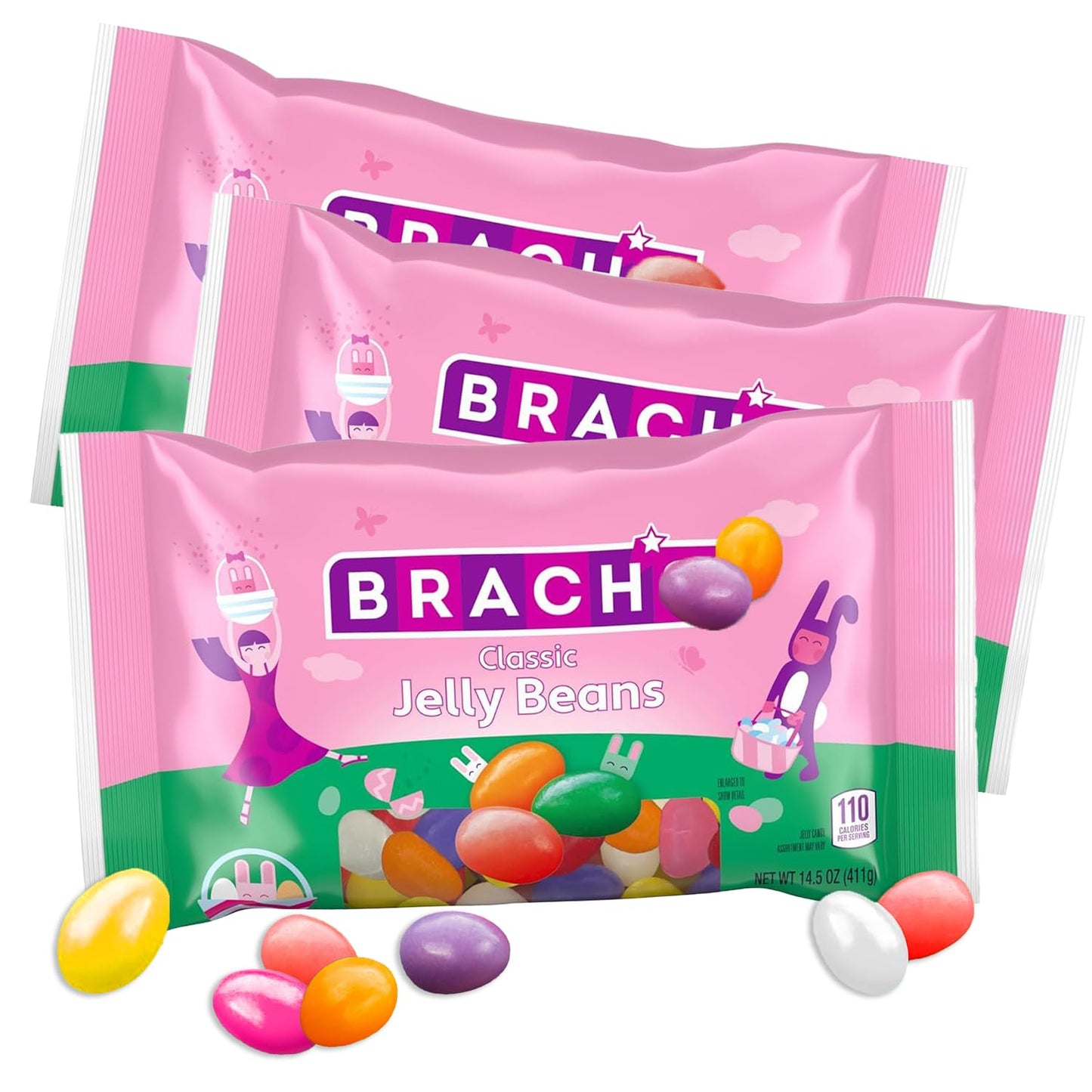 Brach Jelly Beans 3 Pack - Classic Assorted Flavors JellyBeansJellyBeans For Parties, Candy Buffet, Snacks and Treats - 14.5 oz 