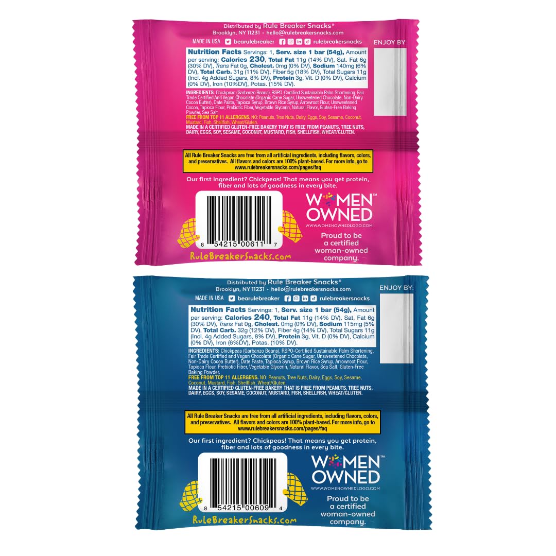 Rule Breaker Snacks Brownie Blondie Variety Pack | Vegan, Gluten-Free, Nut-Free Top 11 Allergen-Free, Better-For-You