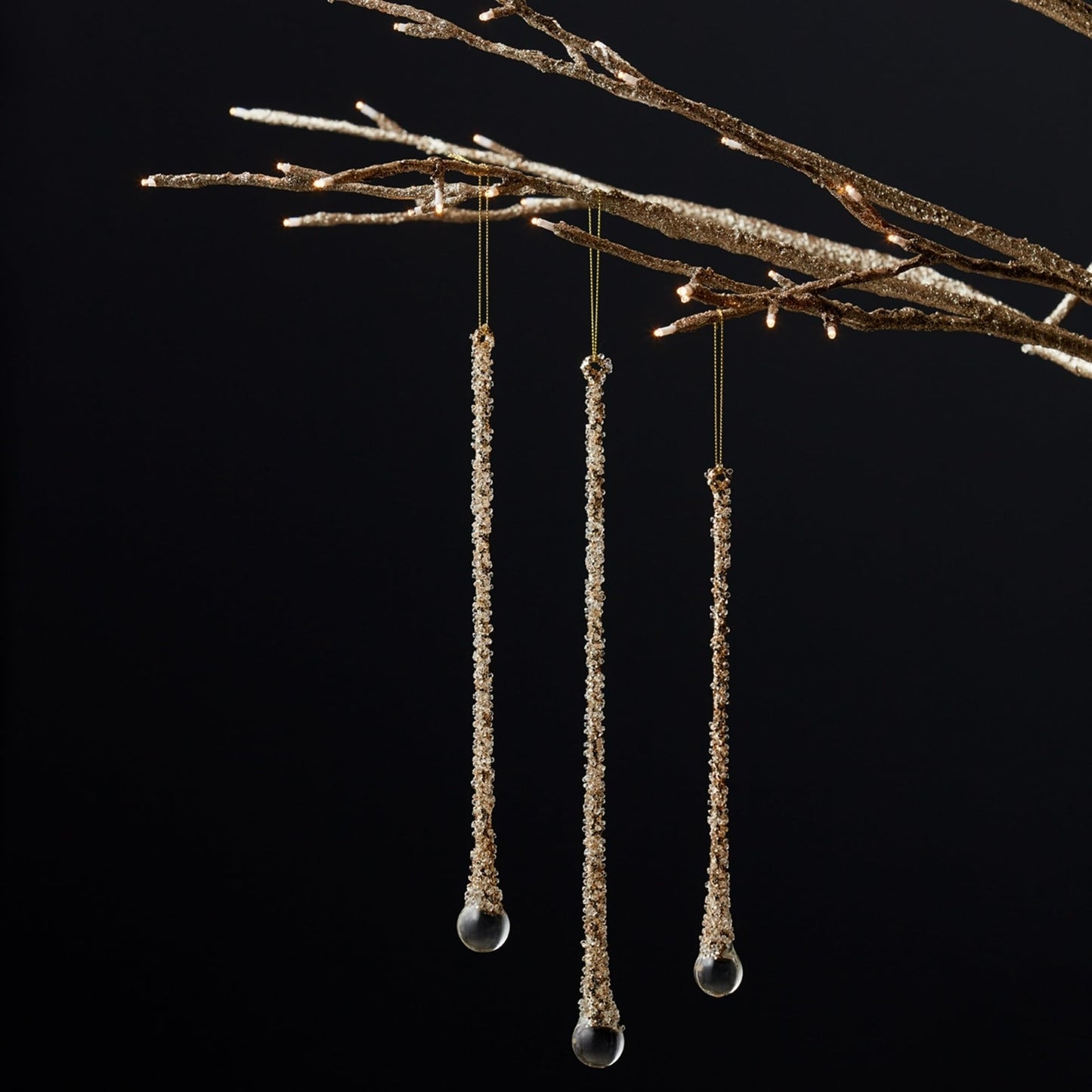 Melrose Icicle Drop Glass Ornaments Set of 3, 10-inch, 12-inch, 14-inch, Multi Color, Model 83716