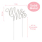 Crystal Creations Mr and Mrs Wedding Cake Topper - Premium Silver Metal - 1 Count Pack