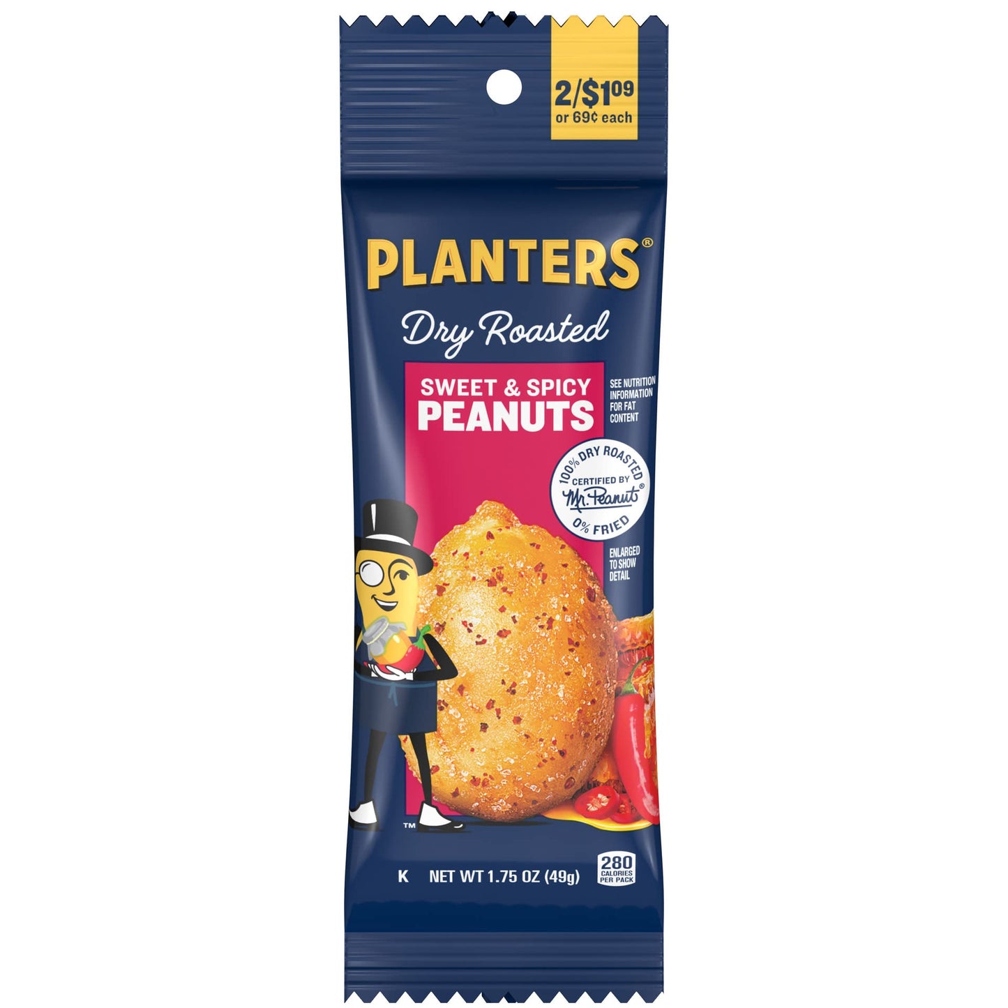 Planters Sweet and Spicy Peanuts, Dry Roasted Snack Nuts, 1.75oz (Pack of 18)