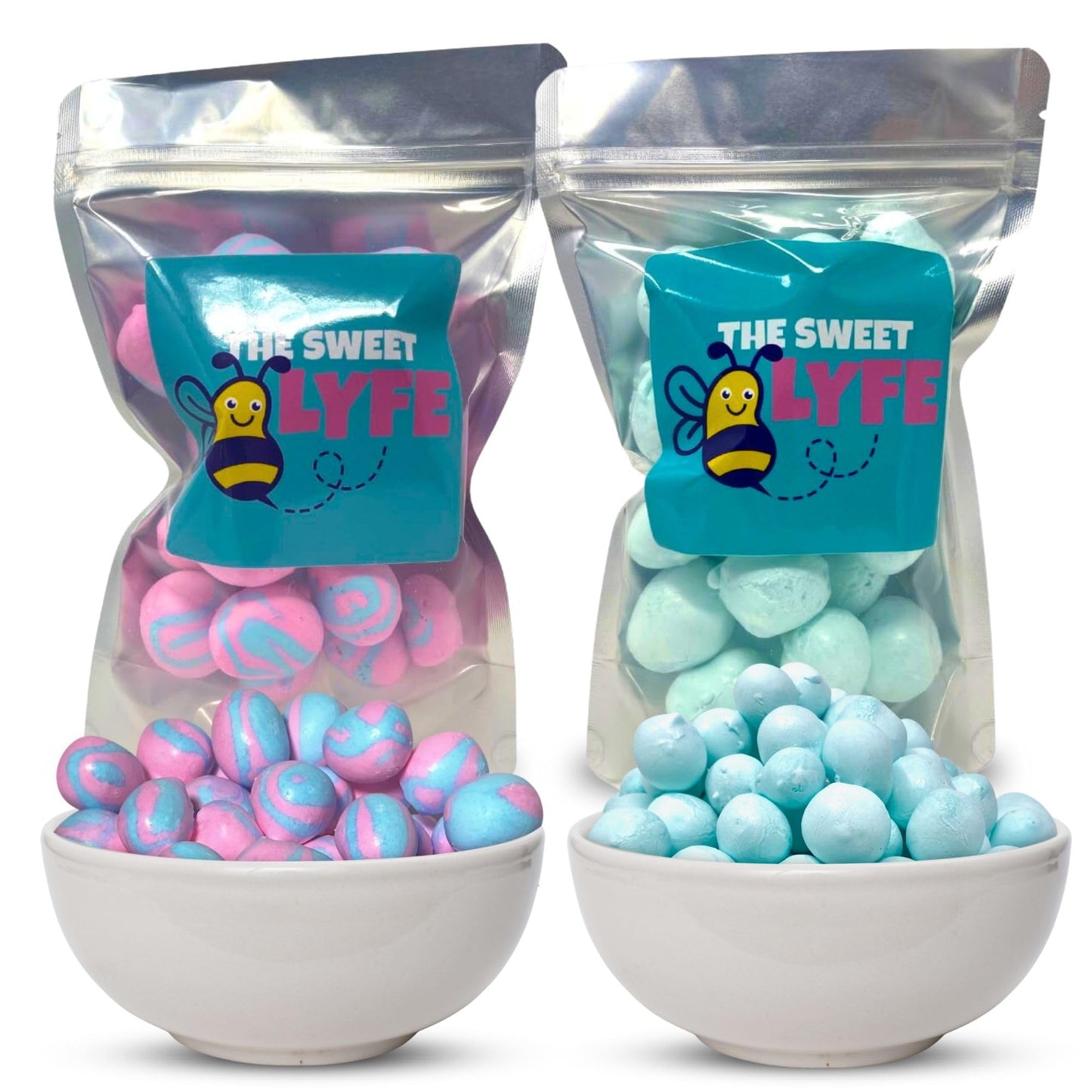 The Sweet Lyfe Cotton Candy Freeze Dried Candy, 2 Pack - Pink And Blue Cotton Candy Taffy, 2 Oz Each Bag - Delicious Freeze Drie