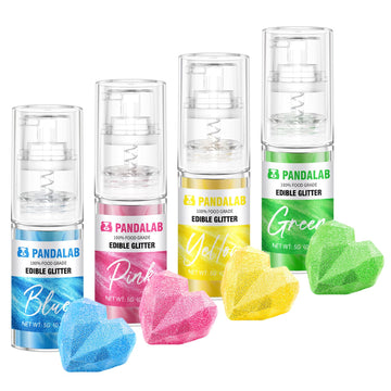 Edible Glitter Spray - Pink Yellow Blue Green Food Grade Dessert Decorating Shimmering Glitter For Drinks  Cake  Fondant  Chocolate  Icing (0.18Oz/5G Bottle)