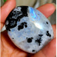 Rainbow Moonstone Large Palm Stone - Pocket Massage Worry Stone For Natural Body Chakra Balancing, Reiki Healing And Crystal Gri
