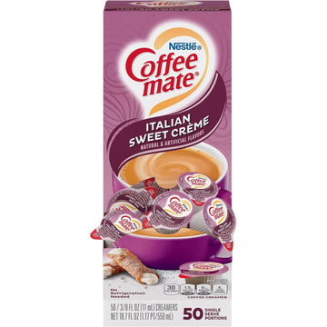 Italian Sweet Cream Liquid Coffee Creamer Singles  50 Creamers Singles Serve Box (18.7 Fl Oz.)